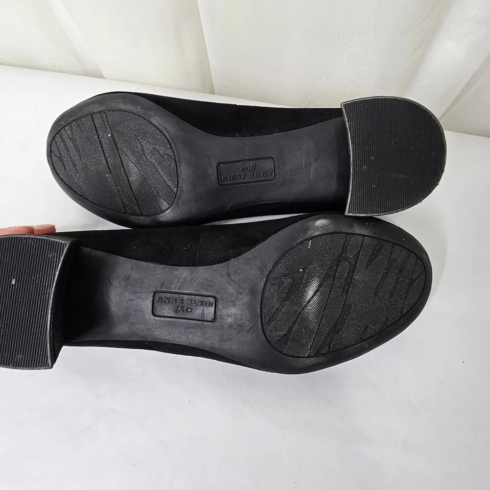 Anne Klein Holly Black Fringe Toe Block Heels Size 7.5 - Picture 8 of 10